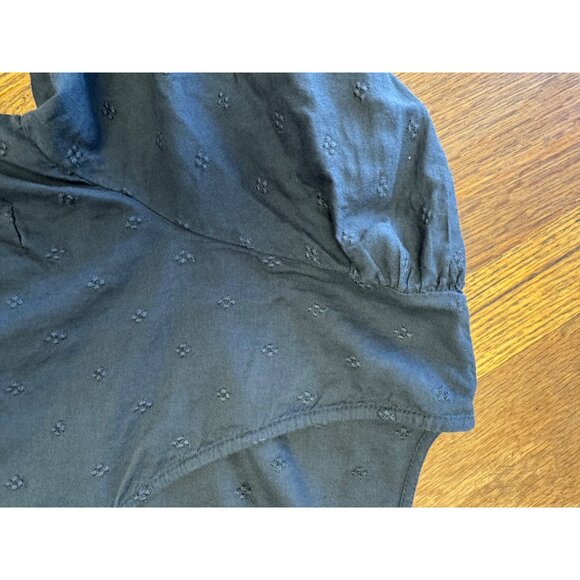 Old Navy Womens Blouse L Black Embroidered Long Sleeve V-Neck FlSoft Lightweight - Picture 6 of 8